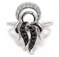 1CT Treated Black Sapphire Topaz 925 Solid Genuine Sterling Silver Ring Sz 8