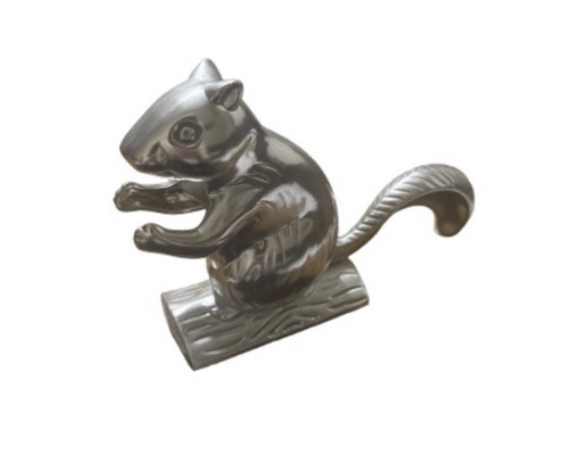 Vintage Cast Aluminum Squirrel Nutcracker Figurine 5.5 Inch Silver Tone