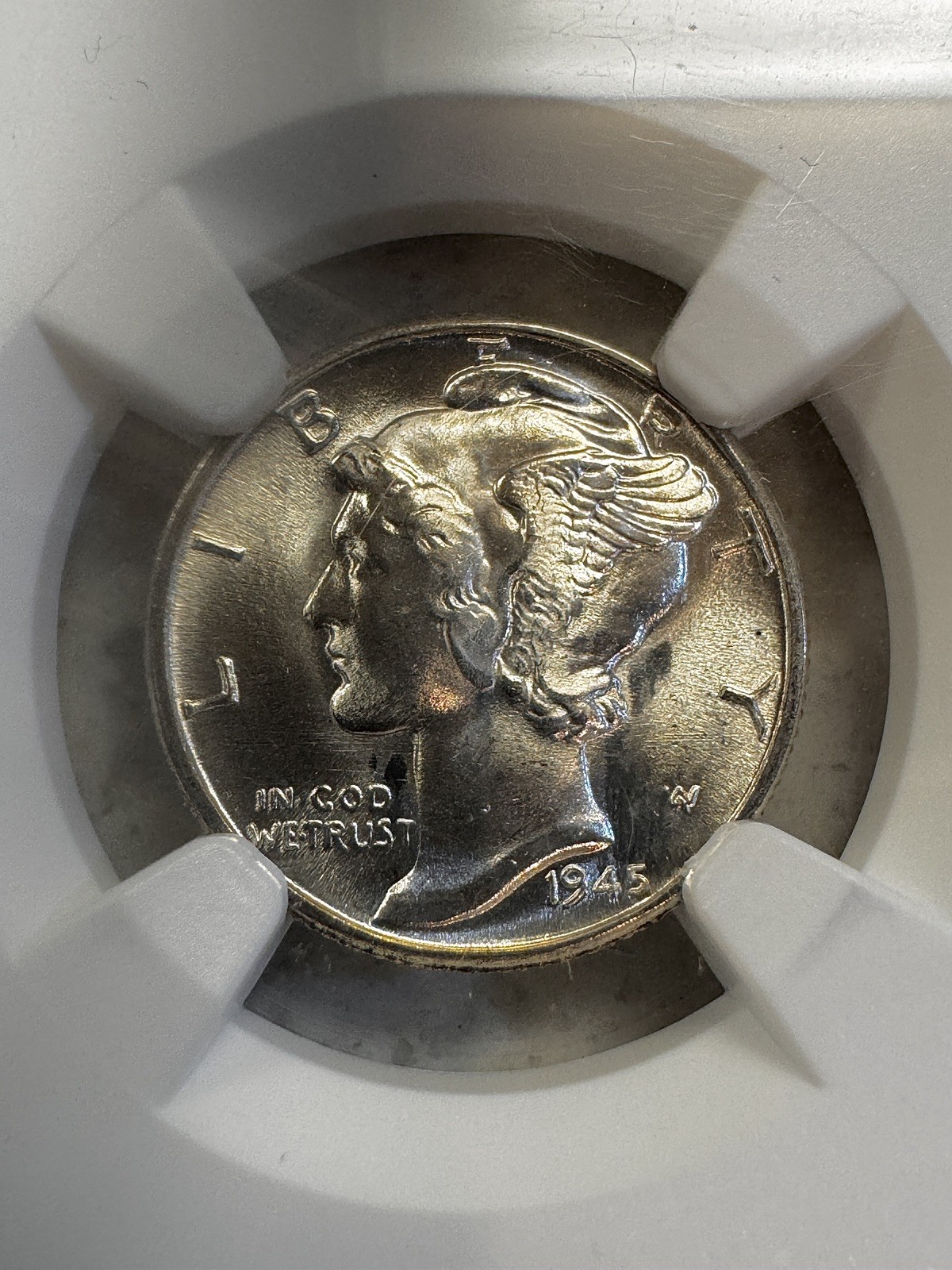 1945- D Mercury Dime  — NGC MS66 — BLAST WHITE!