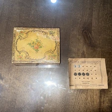 Antique Wooden Thread Box for BROOK’S Sewing Cottons. Metal Hinges & Latch