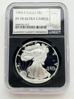 1993-P American Silver Eagle Proof ASE $1 NGC PF70 PR70 UCAM Ultra Cameo Coin