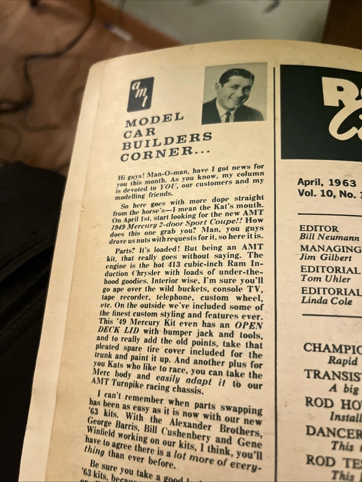 1963 APRIL ROD & CUSTOM MAGAZINE ROADSTER DADDY ROTH MODELS DRAGSTER BARRIS Foto 3 de 4