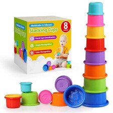 Colorful Stacking Cups for Babies and Toddlers, 8 PCS Nesting and Stackable C...