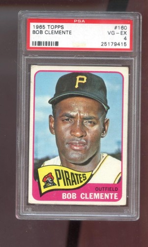 1965 Topps #160 Roberto Clemente Bob Pirates VG-EX PSA 4 Graded Baseball Card