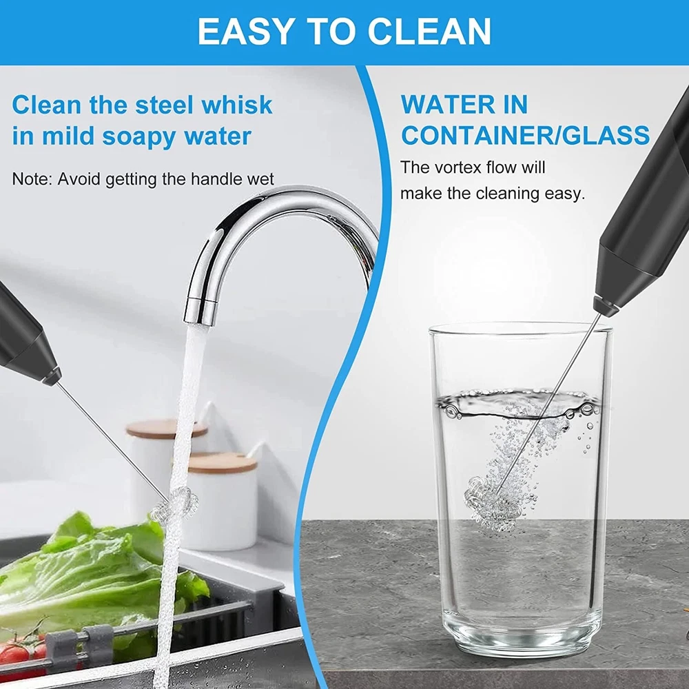 Milk Frother Handheld Double Whisk Foam Coffee Maker Electric Blender Stick