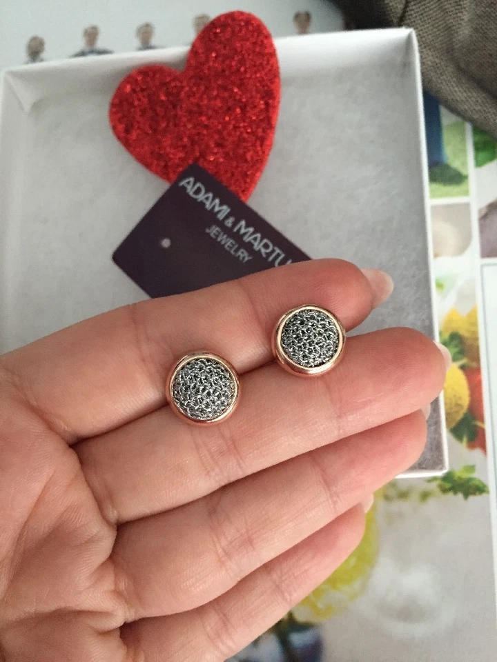 Pendientes Adami & Martucci Plata 925 14KGP Dos Tonos Plata y Oro Rosa NUEVO Foto 3 de 4