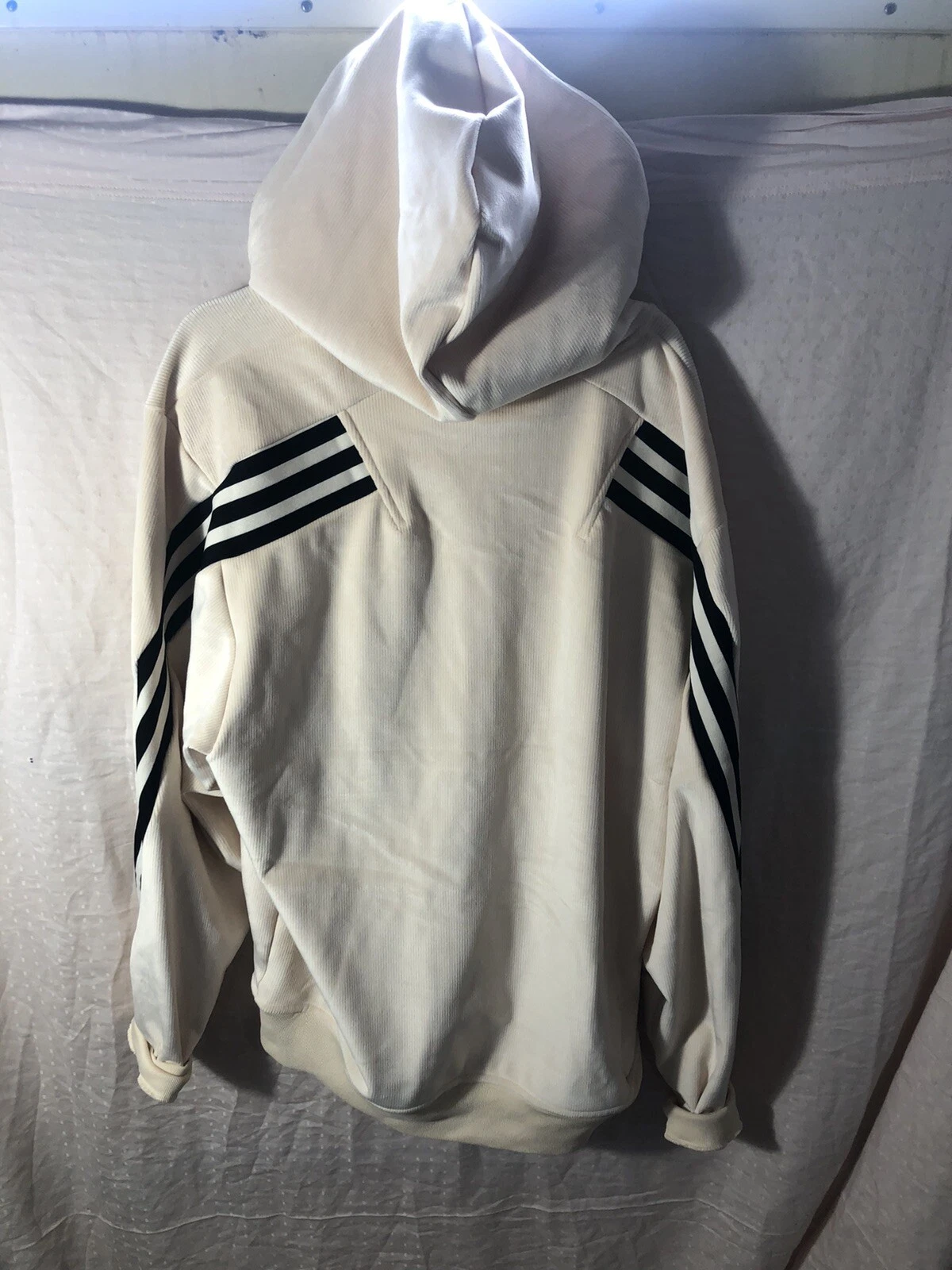 OFF WHITE Felpa con cappuccio Adidas da uomo cerniera intera bianca XLT