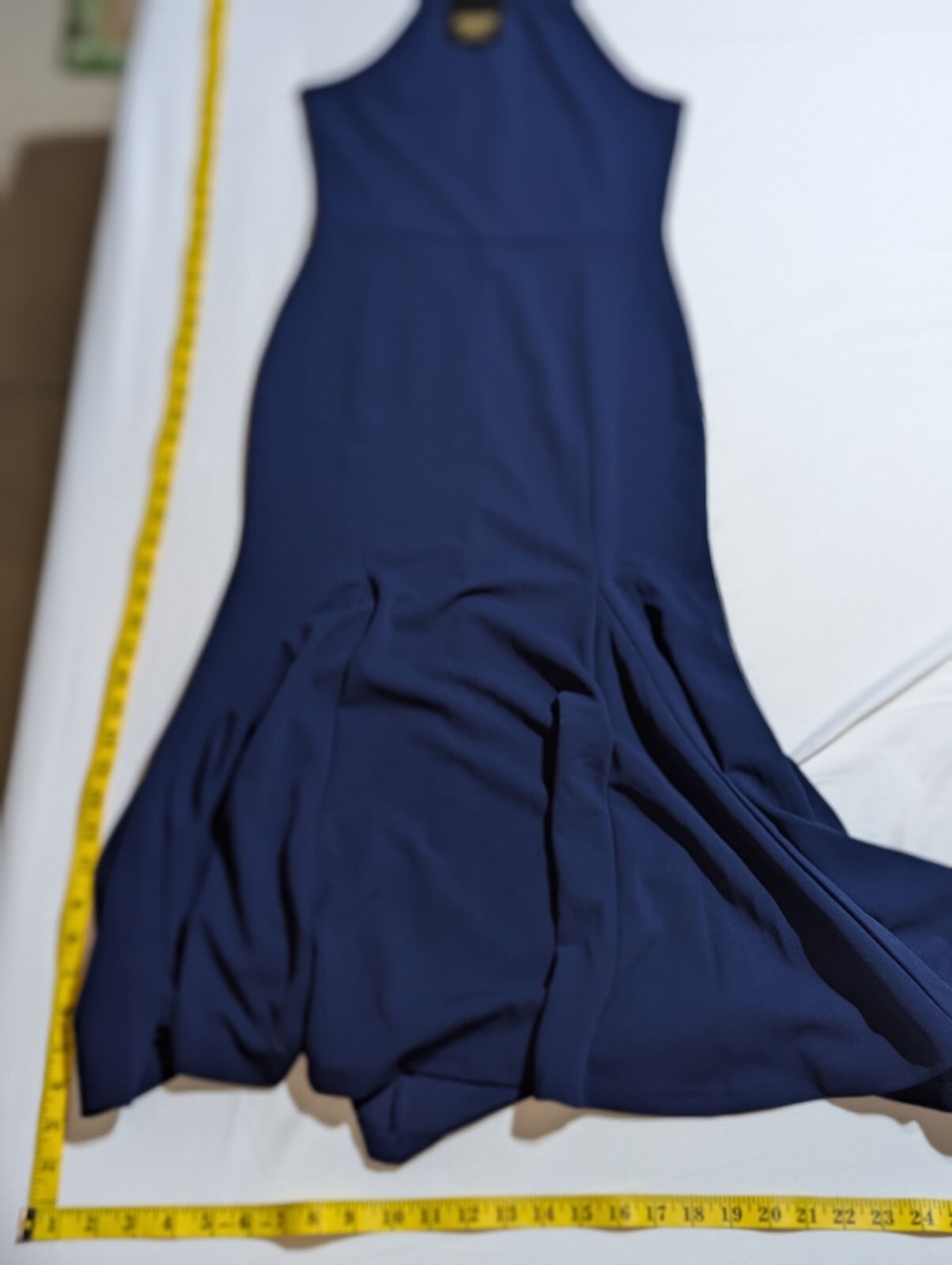 woosea women's split bodycon mermaid evening cocktail long dress High Neck Royal Blue Easter Fits Party Wear Indian Bollywood Size:ONE FREE SIZE:  FITS MOST S-XL