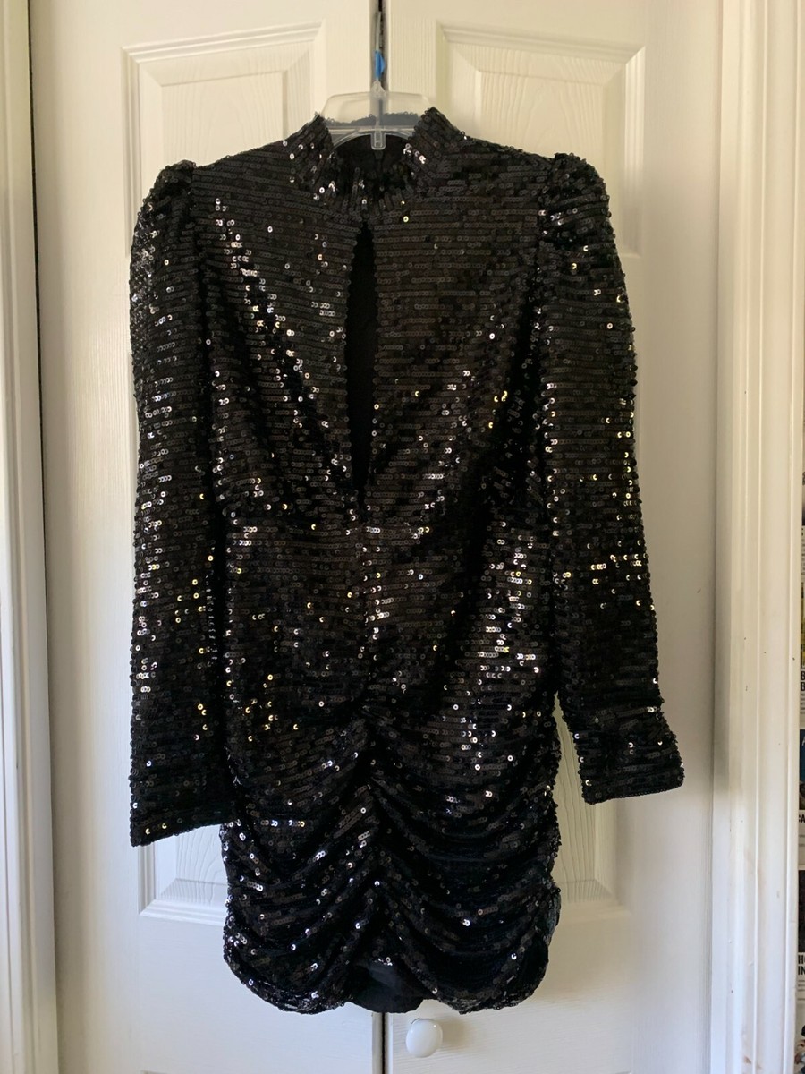 fashion nova sequin dress long sleeve Vestido All Nighter Long Sleeve Sequin - Black/Rose Gold