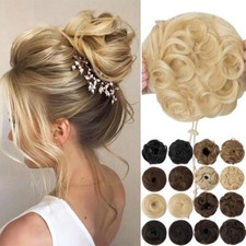 Curly Chignon Messy Bun Updo Cover Clip in 100 Real Human Hair Piece Extensions