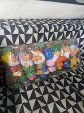 Disney Vintage Set Of 7 Dwarfs Rubber Dolls Toys 5.5" Snow White Seven Bath Toys