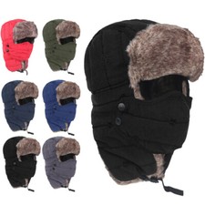 Winter Warm Hat Ear Flap Windproof Ski Face Mask Cap for Men Women Cold Weather