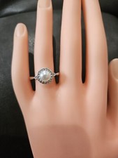 White Pearl Sterling Silver Cubic Zirconia Ring Size 8.5