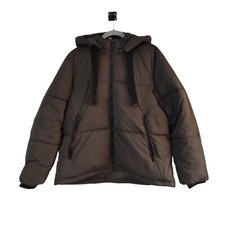 Hush Womens Puffa Jacket Khaki Green Zip Through Hooded Zipped Pockets Size 12