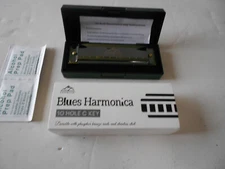 EASTROCK Blues Harmonica Mouth Organ 10 Hole C Key with Case Diatonic FreeShip