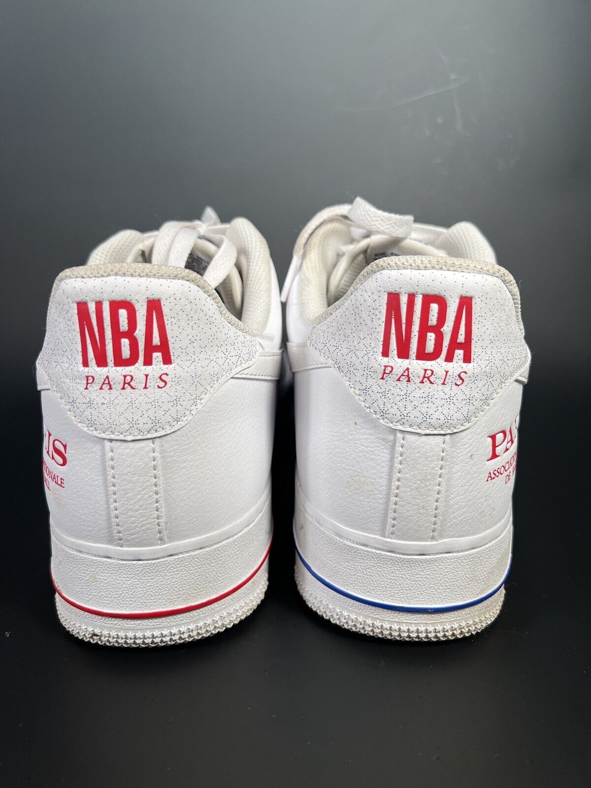 RARE Nike Air Force 1 Low white leather NBA Paris Game 2020 Edition size 15