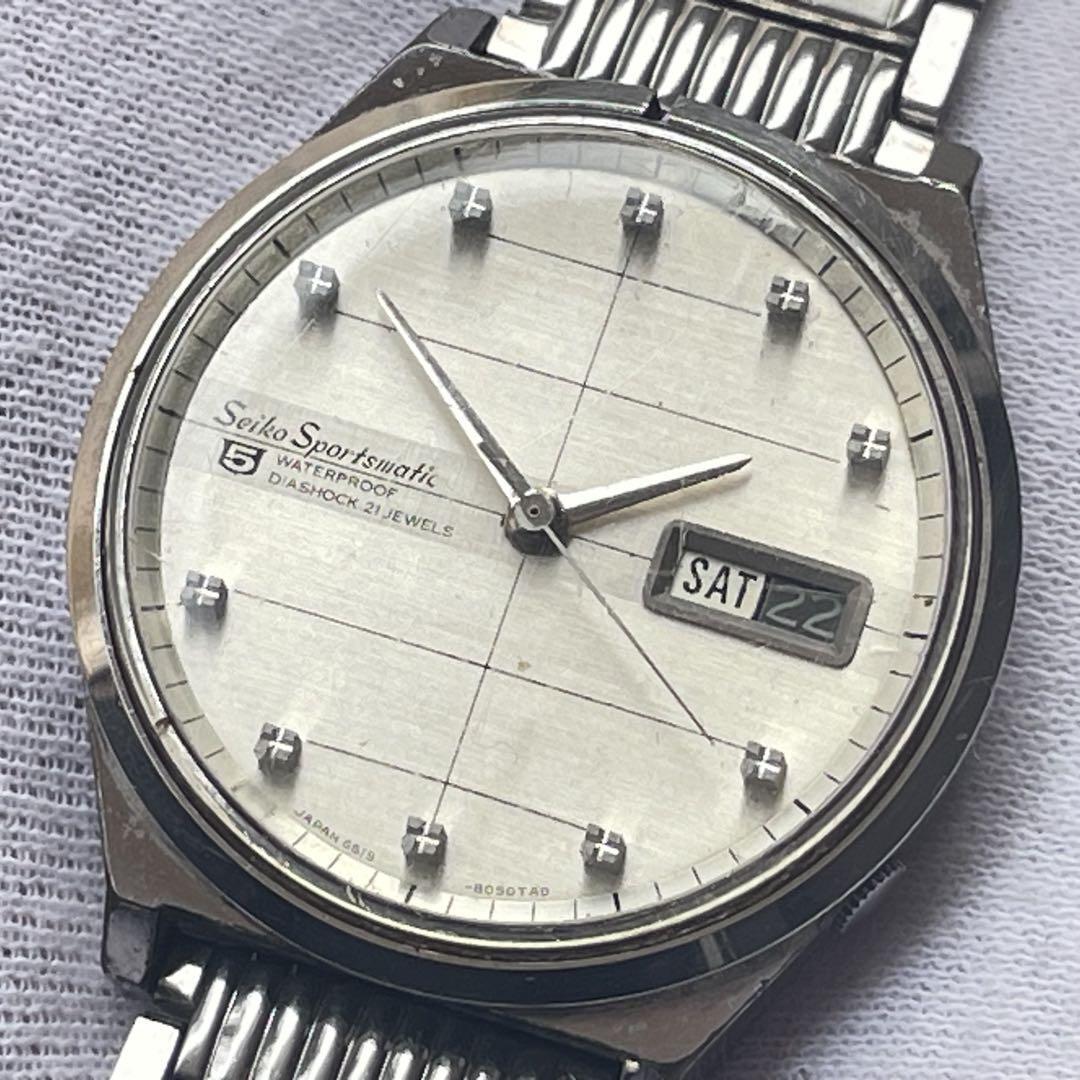 時計 SEIKO 5 SPORTSMATIC 6619-8040 21 JEWELS Seiko 5 Sportmatic 6619-8040 Automatic 21J Silver Dial Day