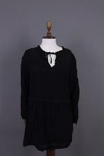 SEZANE Black V-Neck Lagenlook Viscose Long Sleeve Blouson Dress Size 38