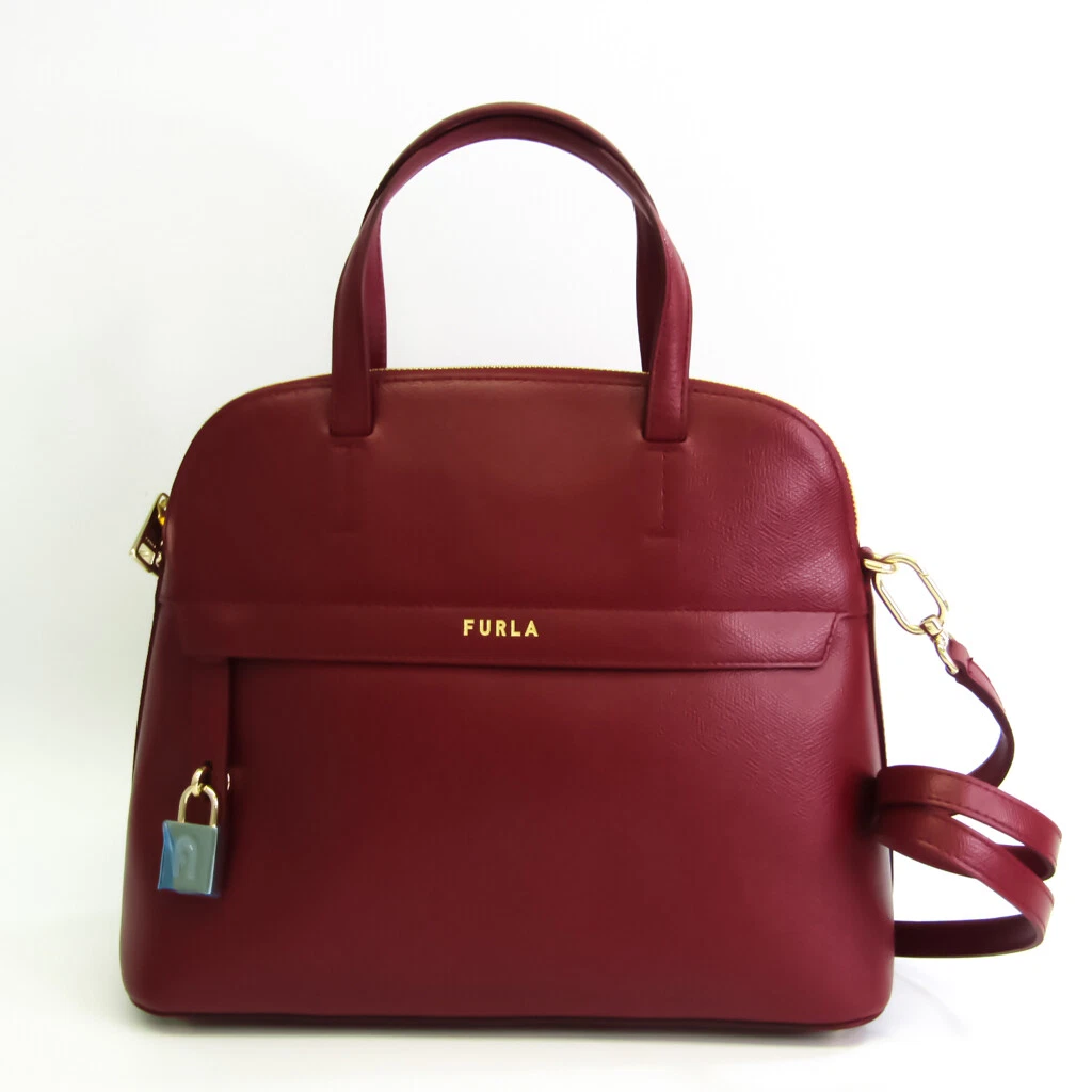 Furla Piper M DOME Women s Leather Handbag Shoulder Bag Dark Red Red Co BF544425