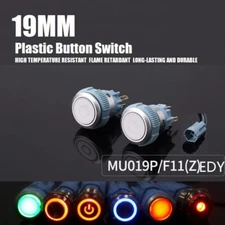 19mm 1NO 1NC 5A IP67 Waterproof Flat Head+Power Symbol  Push Button Switch