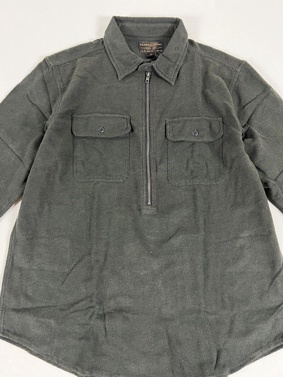 FILSON VINTAGE FLANNEL QUARTER ZIP SHIRT OLIVE/FADED BLACK M FILSON VINTAGE FLANNEL QUARTER ZIP SHIRT OLIVE/FADED BLACK M