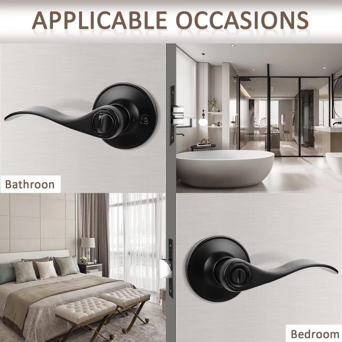 10Pack Privacy Door Lever Bedroom Bathroom Door Locks Matte Black