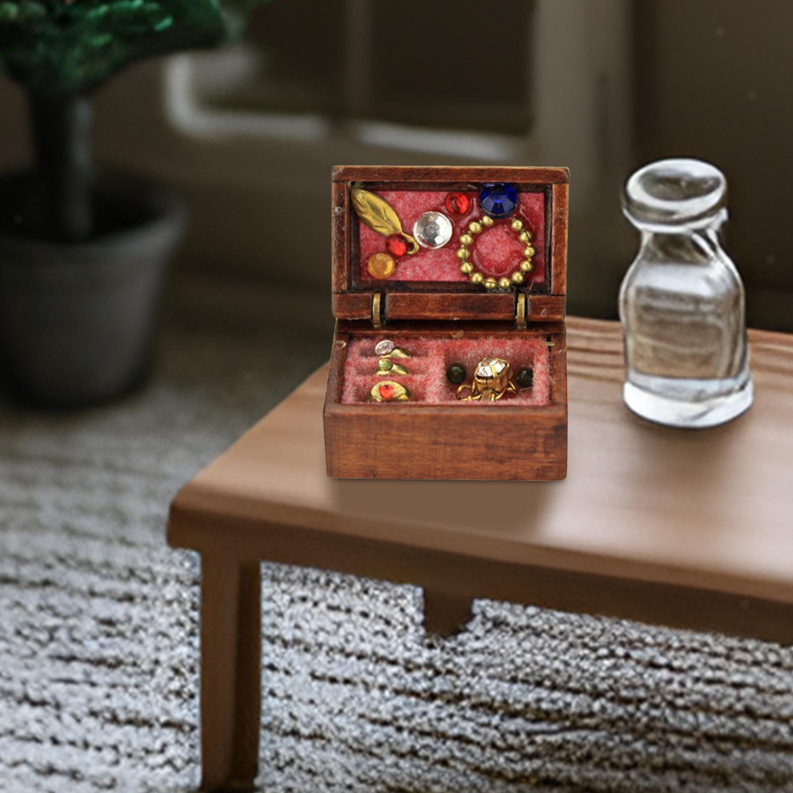 112 Mini Wooden Jewelry Box Doll Accessories Decoration for Living