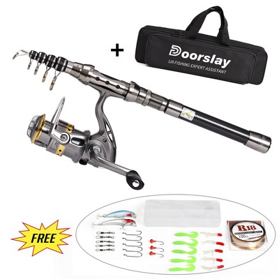 Telescopic Fishing Rod and Reel Combo Full Kit  Fishing Reel Gear V6C5