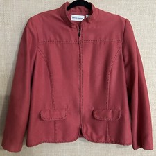Vintage Alfred Dunner Blazer With Zipper Pink Sz 14 Shoulder Pads