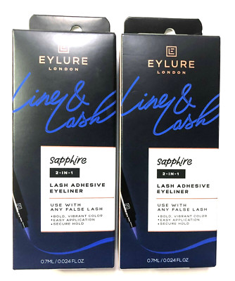 Eylure London Lash Adhesive Eyeliner, Sapphire 2-in-1 Line & Lash 0.7 Oz (2 pack