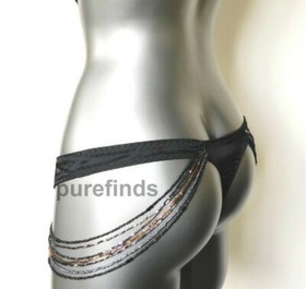 AGENT PROVOCATEUR SOIREE SILK LIDIJA THONG AP2 in black RRP &pound;295 NWT