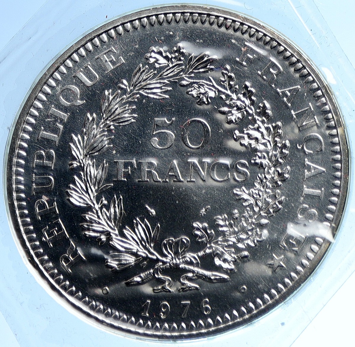 1976 FRANCE Large 50 FRANCS Authentic French Silver Coin HERCULES
