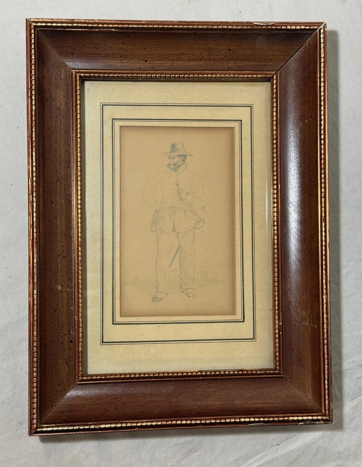 antiguo retrato militar francés de 1830 de hombre en uniforme dibujo armado boceto Foto 4 de 4