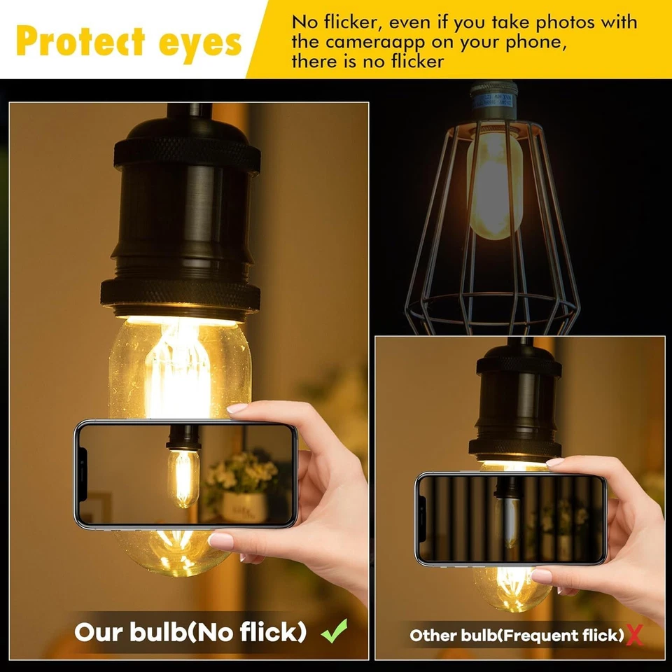 4Pack LED T14 Filament Light Bulb, E26, 5W(40W), Clear, 2700K, 450LM - Image 2 of 4