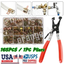 165pcs 6-22mm Spring Clips Fuel Hose Line Water Pipe Air Tube Clamps /1PC Pliers
