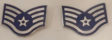 USAF STAFF SERGEANT SSGT METAL CHEVRON RANK INSIGNIA COLLAR BADGES - 1 PAIR