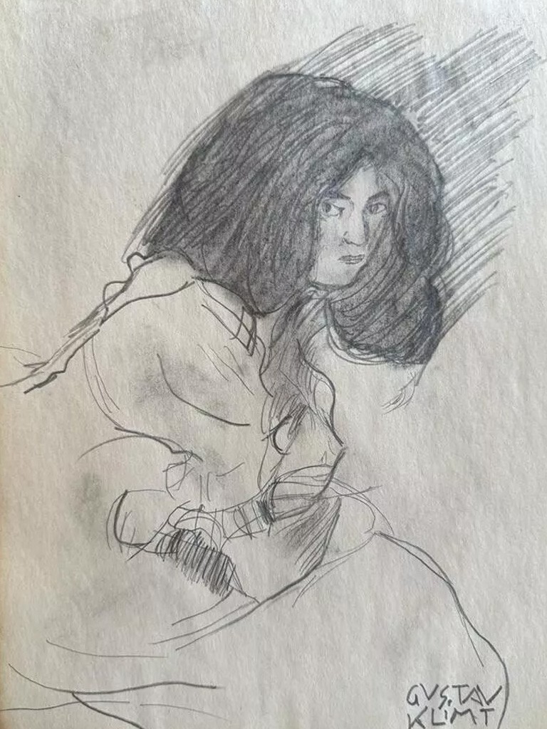 Gustav Klimt COA Art Drawing Painting Vintage Handmade Signed Original Paper