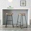 stylewell black metal backless bar stool with wood seat (set of 2)
