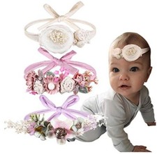 NEW Gacimy Floral Cotton Headband For Baby Newborn Toddler Girls Set Of 3