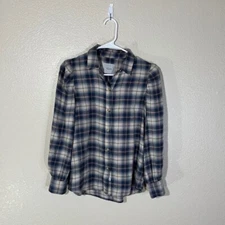Rails Shirt Womens XS Angelica Puff Sleeve Rayon Flannel Top Plaid