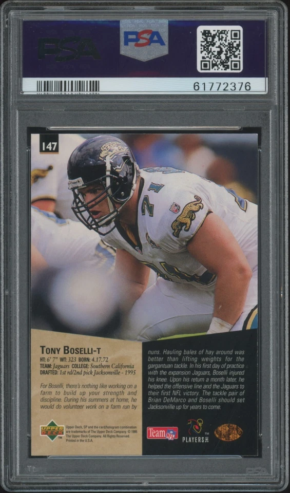 1995 SP #147 Tony Boselli RC Rookie PSA 10 GEM MT JAGUARS HOF - Image 2 of 2