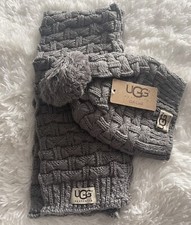 Women Set Knit Winter Scarf  Hat Set Gray UGG