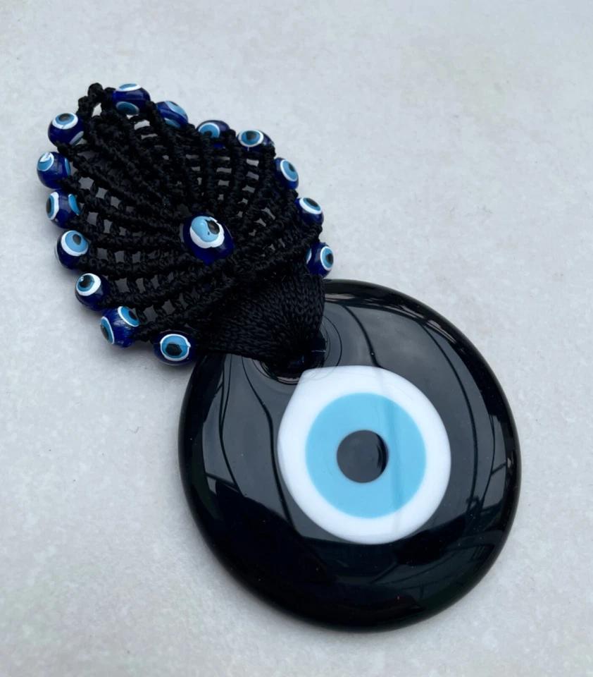 Handcrafted Black Macrame Evil Eye Wall Hanging - Your Good Luck Charm - Image 3 of 4