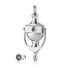 XFORT® Door Knocker with Door Viewer Polished Chrome, Victorian Style