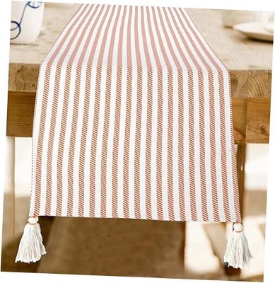  Fall Table Runner 90 Inches Long with Tassels, 14'' W x 90'' L Russet Orange