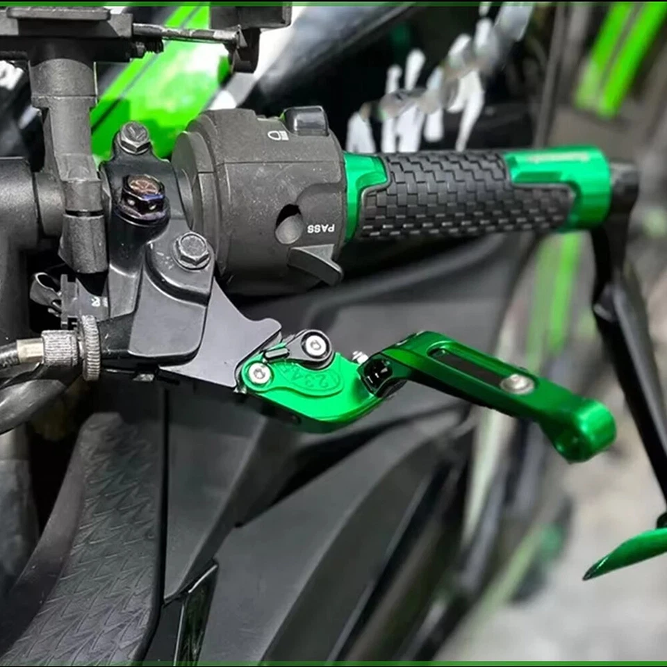 Palancas de freno plegables ajustables CNC para Kawasaki Ninja 400 300R Ninja250R Foto 2 de 4