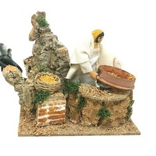 Pastore per Presepe in Movimento Donna con Setaccio Statuina Terracotta 10 cm