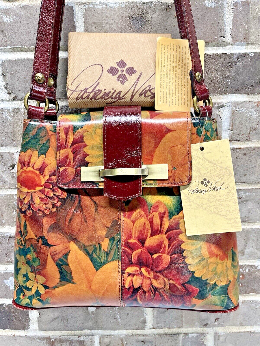 バナリパ フラワーバック レア Patricia Nash Floral Multicolor Larone Shoulder Leather Bag Purse