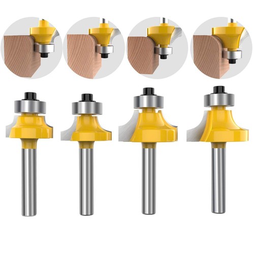 1/4 Inch Shank Roundover Edging Router Bit Set Woodworking Cutter Tools ...