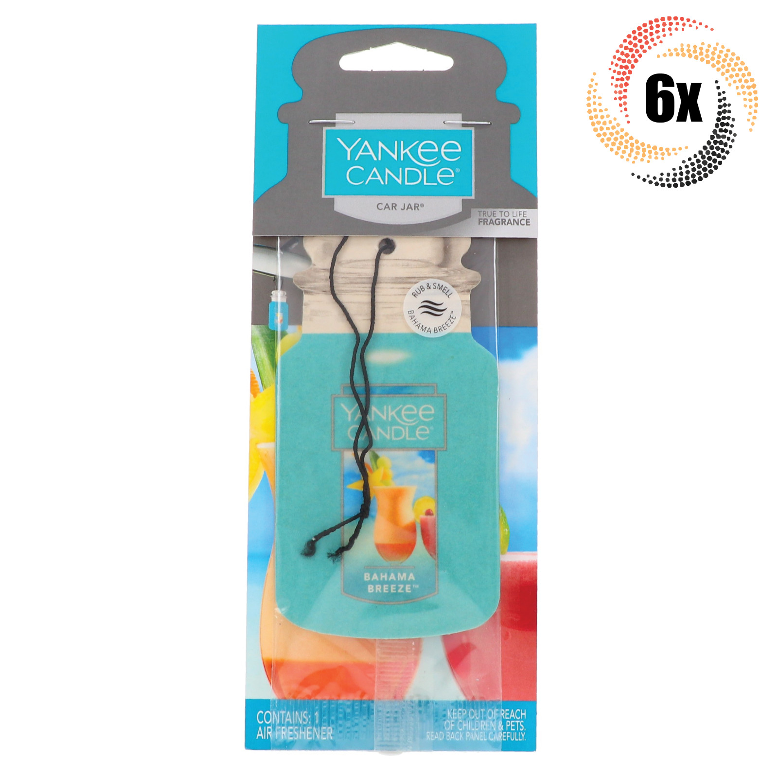 6 упаковок освежителя воздуха для автомобиля Yankee Candle Jar с ароматом Багамского бриза